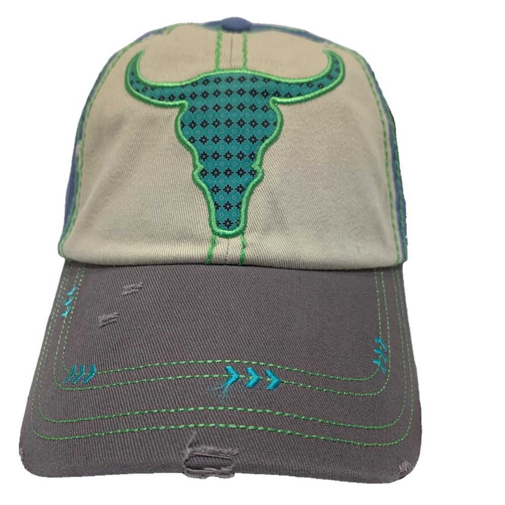 Catchfly Women's Ponytail Geo Steer Head Baseball Cap